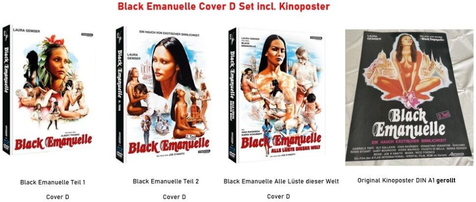 Black Emanuelle / Black Emanuelle 2 / Black Emanuelle: Alle Lüste dieser Welt Cover D, Kinoplakat, Limited Edition, Mediabook, 3 Blu-rays + 3 DVDs