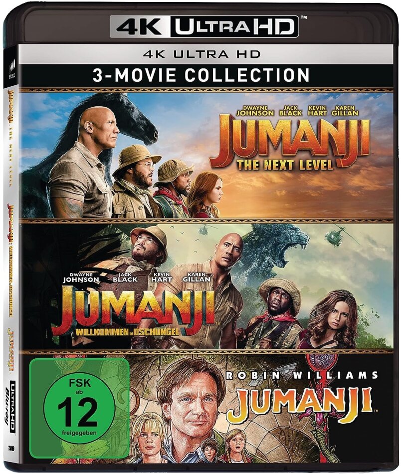 Jumanji: 3-Movie Collection - Jumanji 2 - The Next Level (2019) / Jumanji - Willkommen im Dschungel (2017) / Jumanji (1995) 3 4K Ultra HDs