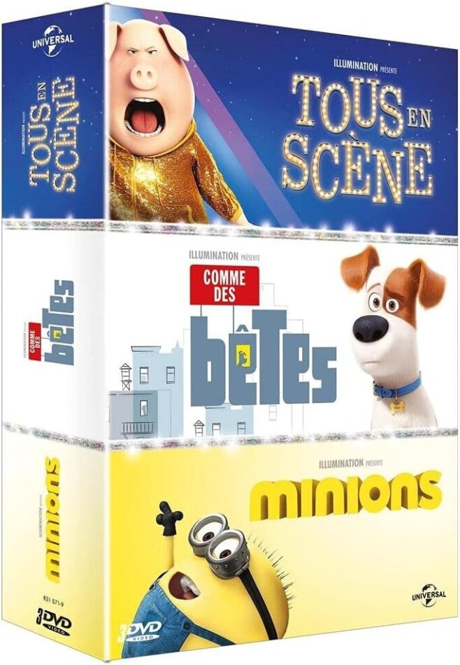 Tous en scène / Comme des bêtes / Minions 3 DVDs