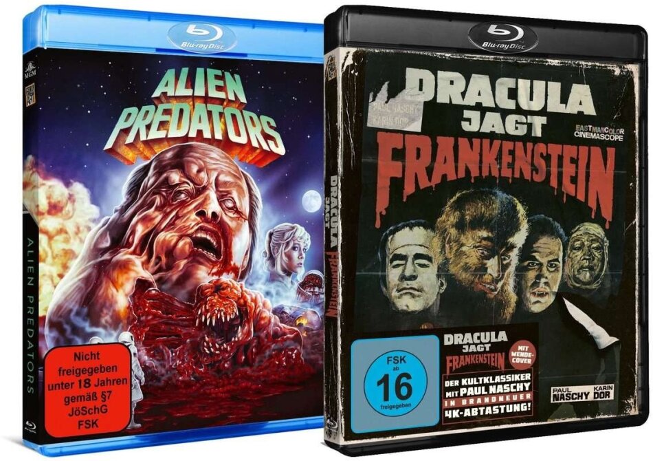 Alien Predators (1986) / Dracula jagt Frankenstein (1970) Horror Bundle, Limited Edition, Uncut, 2 Blu-rays