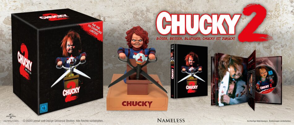 Chucky 2 (1990) mit Büste, Limited Edition, Mediabook, Neuauflage, Blu-ray + DVD