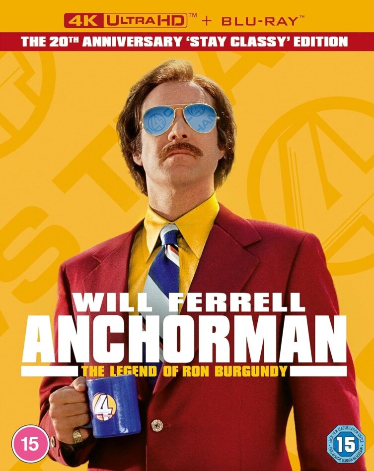 Anchorman - The Legend of Ron Burgundy (2004) Stay Classy Edition, 20th Anniversary Edition, 4K Ultra HD + Blu-ray