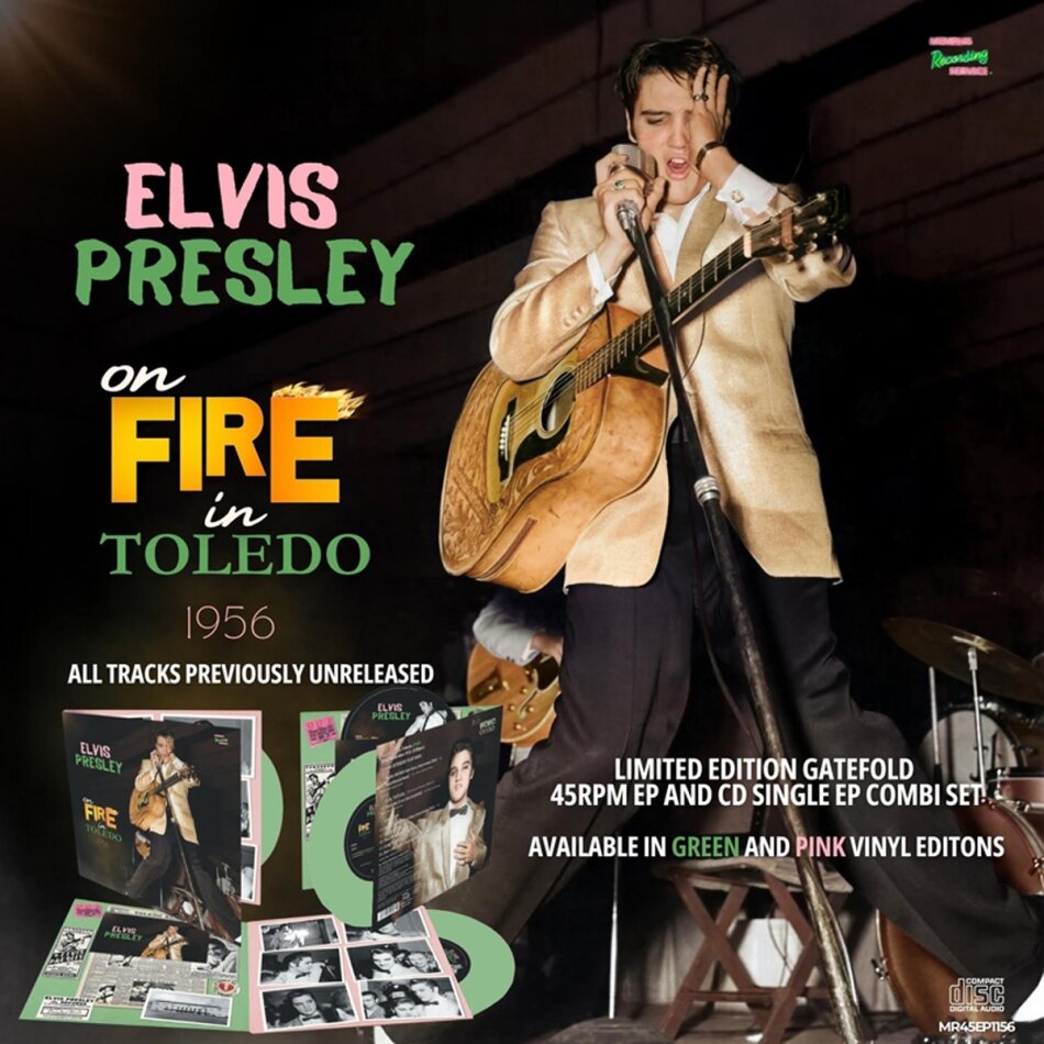 Elvis Presley - On Fire In Toledo - 1956 Green Vinyl, 7" Single + CD