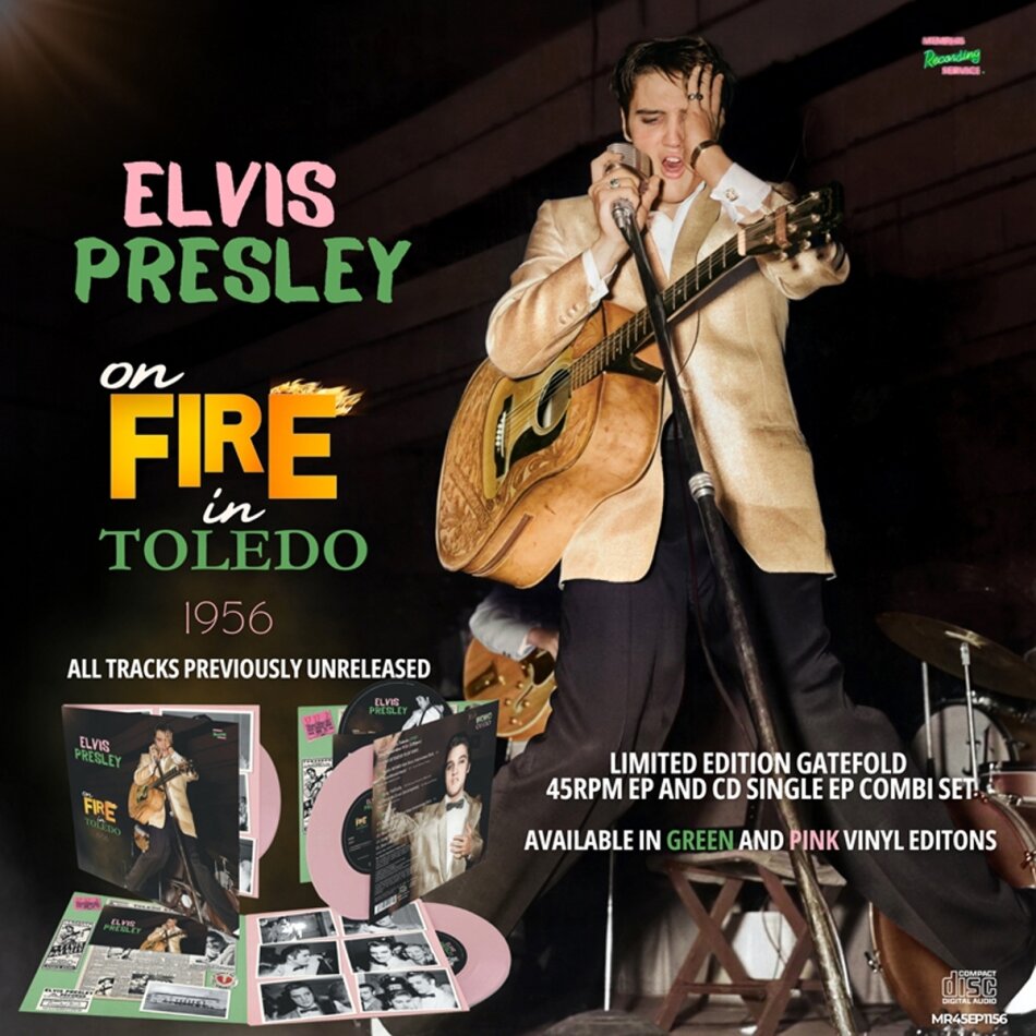 Elvis Presley - On Fire In Toledo - 1956 Pink Vinyl, 7" Single + CD