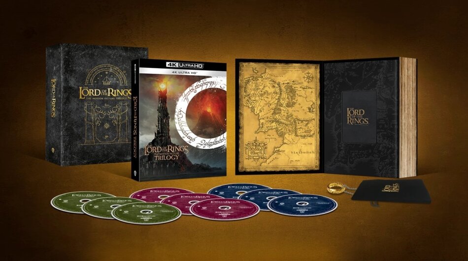 The Lord of the Rings 1-3 - The Motion Picture Trilogy One Ring Giftbox, Extended Edition, Kinoversion, Limited Collector's Edition, 9 4K Ultra HDs
