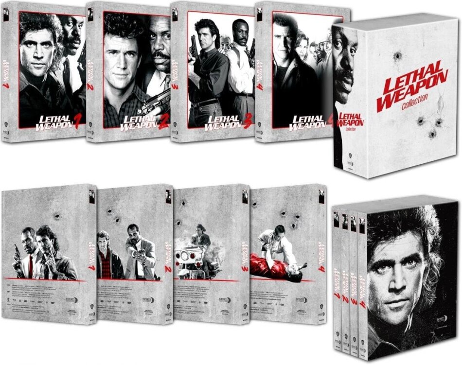Lethal Weapon 1-4 Cover B, Schuber, Limited Edition, Mediabook, 5 Blu-rays + 3 DVDs