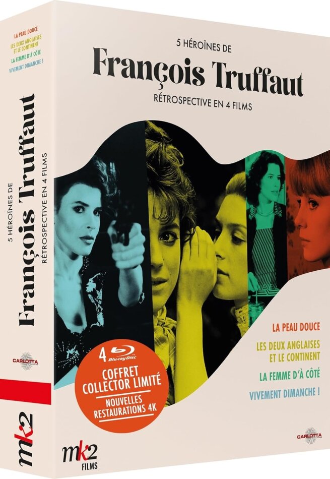 5 héroïnes de François Truffaut - La peau douce / Les deux anglaises et le continent / La femme d'à côté / Vivement dimanche ! Limited Collector's Edition, 4 Blu-rays