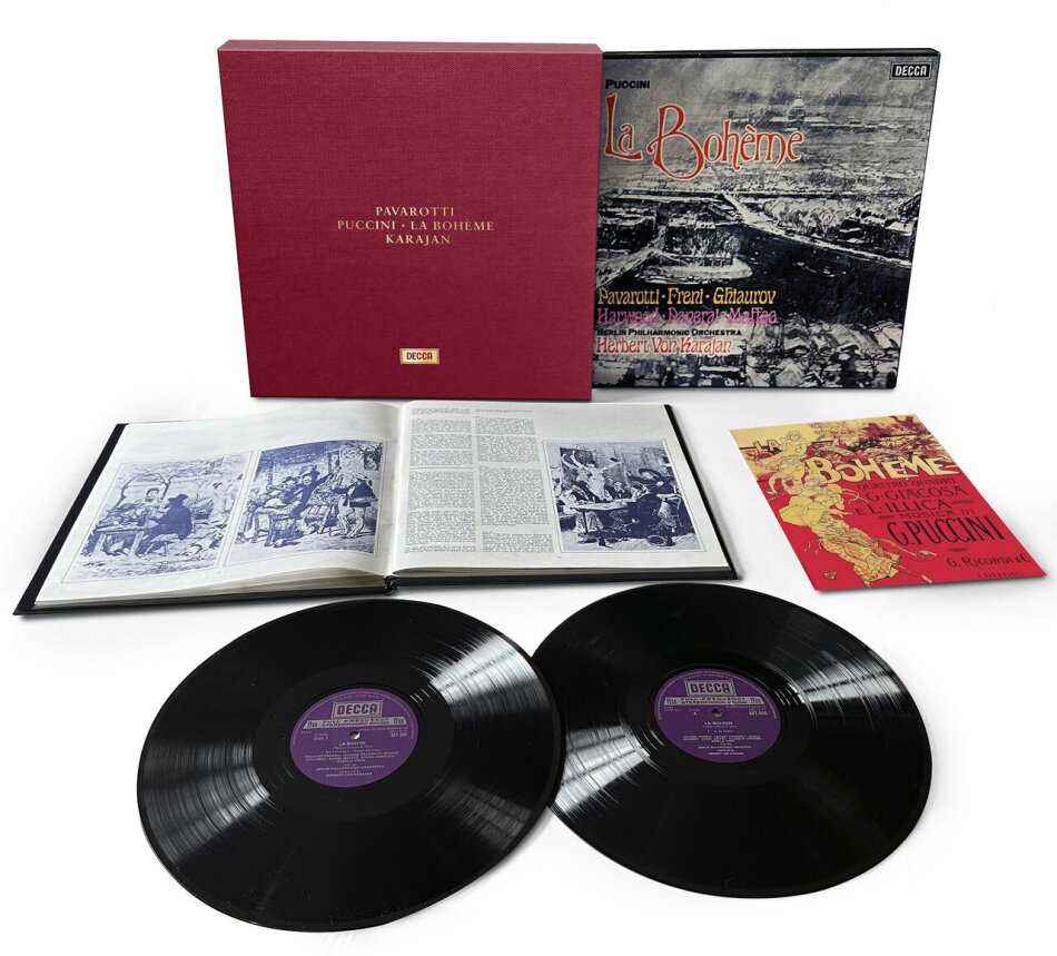 Giacomo Puccini (1858-1924), Herbert von Karajan, Luciano Pavarotti & Berliner Philharmoniker - La Boheme Deluxe Edition, Limited Edition, 2 LPs