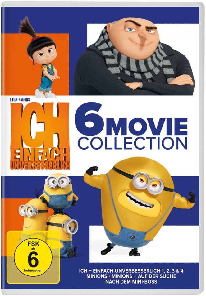 Ich - Einfach unverbesserlich 1-4 / Minions (2015) / Minions - Auf der Suche nach dem Mini-Boss (2022) - 6 Movie Collection 6 DVDs