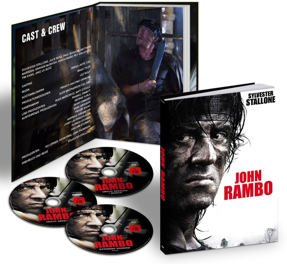 John Rambo (2008) Extended Edition, Limited Edition, Mediabook, Uncut, 4K Ultra HD + 2 Blu-rays