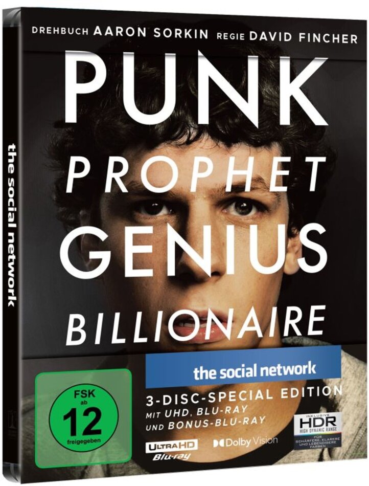 The Social Network (2010) Limited Special Edition, Steelbook, 4K Ultra HD + 2 Blu-rays