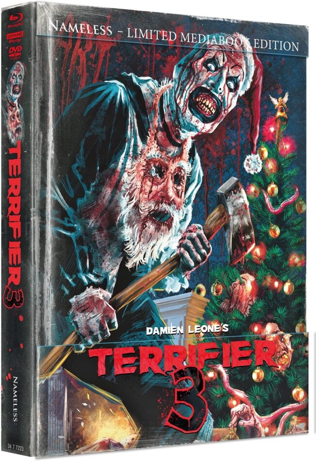 Terrifier 3 (2024) Cover D, Wattiert, Limited Edition, Mediabook, 4K Ultra HD + Blu-ray + DVD