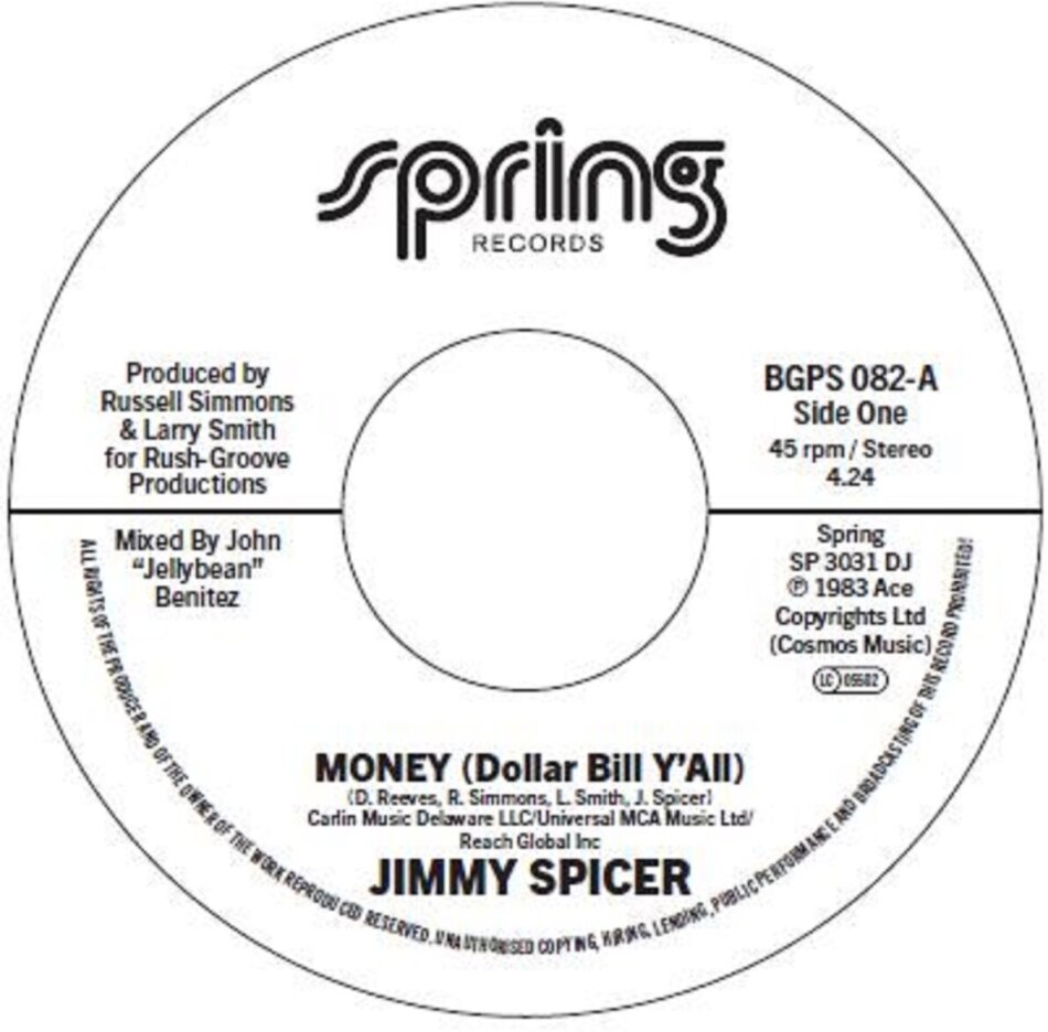 Jimmy Spicer - Money (Dollar Bill Y'all) / Instrumental Version 7" Single
