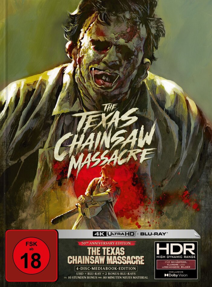 The Texas Chainsaw Massacre (1974) Cover A, 50th Anniversary Edition, Limited Edition, Mediabook, 4K Ultra HD + 3 Blu-rays