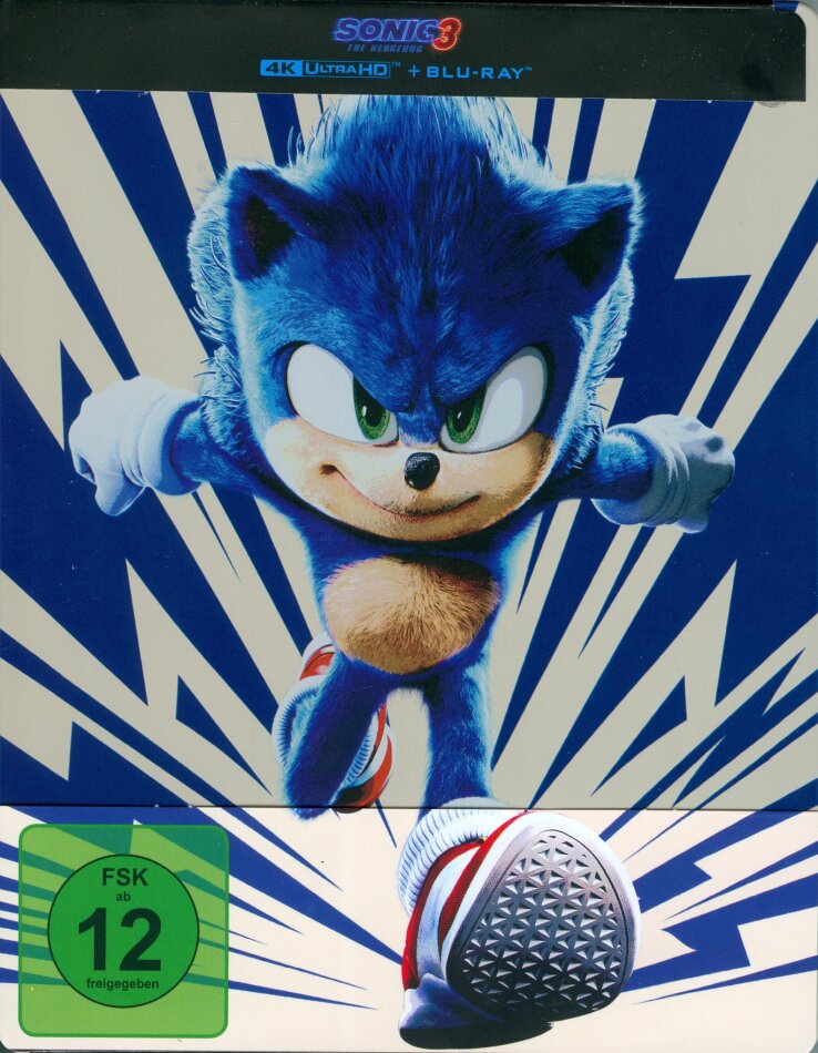 Sonic the Hedgehog 3 (2024) Blue Cover, Limited Edition, Steelbook, 4K Ultra HD + Blu-ray