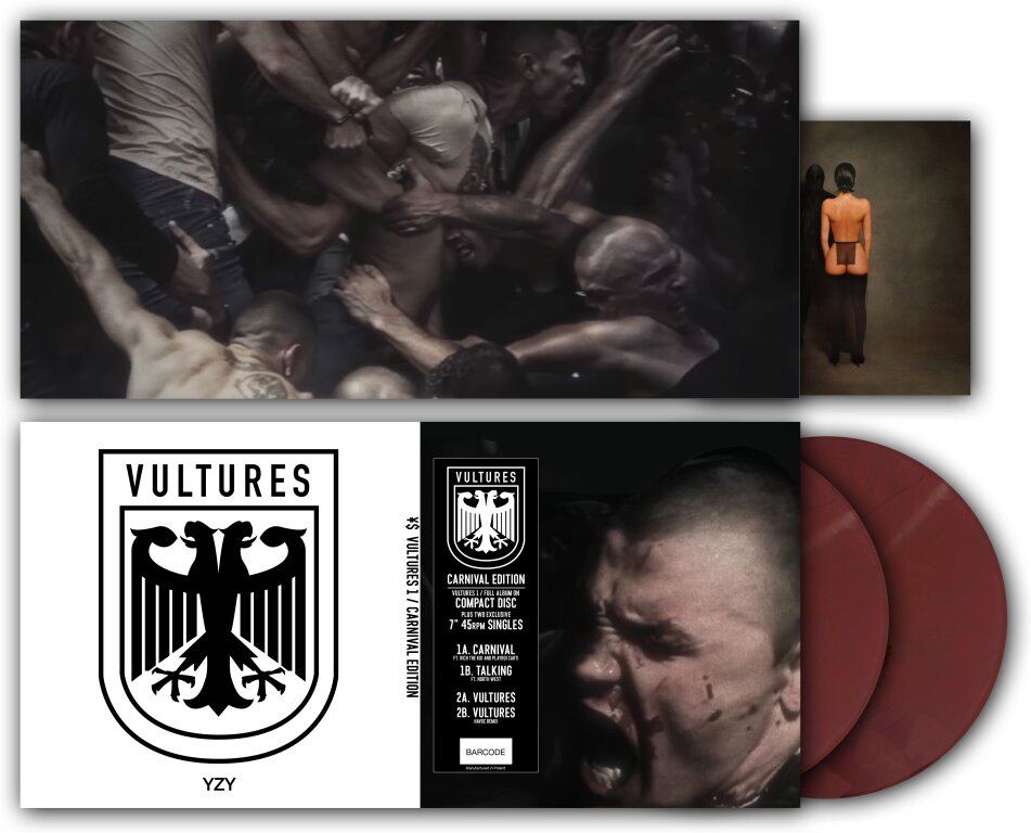 Ye (Kanye West) & Ty Dolla Sign - Vultures 1 Carnival Edition, Gatefold, Limited to 700 Copies, Maroon Vinyl, 2 7" Singles + CD