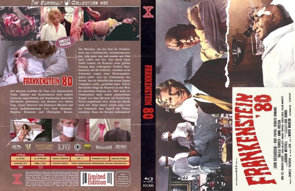 Frankenstein '80 (1972) Cover F, The X-Rated Eurocult Collection, Limited Edition, Mediabook, Uncut, Blu-ray + DVD