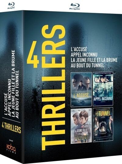 4 Thrillers - L'accusé / Appel inconnu / La jeune fille et la brume / Au bout du tunnel 4 Blu-rays