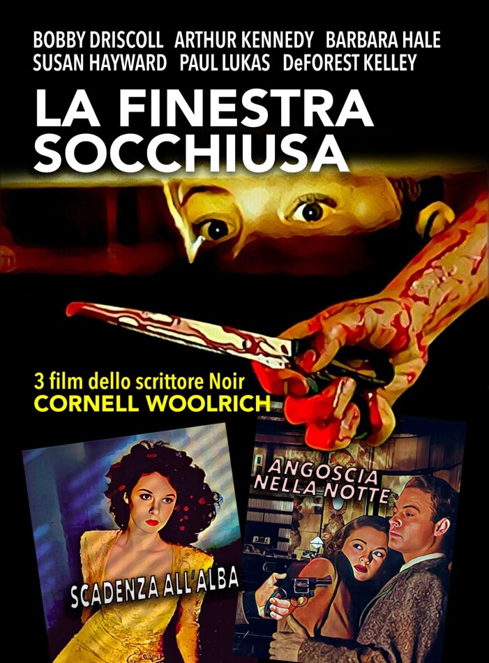 La finestra socchiusa (1949) / Scadenza all'alba (1946) / Angoscia nella notte (1946) - 3 film dello scrittore Noir Cornell Woolrich s/w