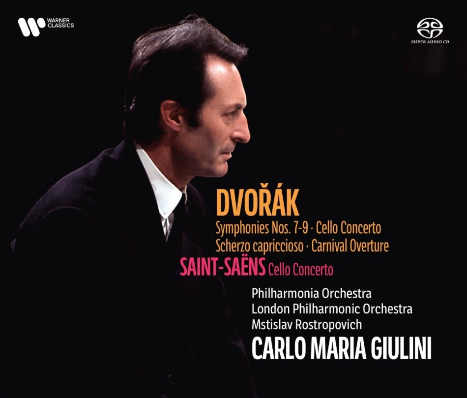 Antonin Dvorák (1841-1904), Camille Saint-Saëns (1835-1921), Carlo Maria Giulini, Mstislav Rostropovich, … - Symphonies 7-9, Scherzo Capriccioso, Cello Concerto 4 Hybrid SACDs
