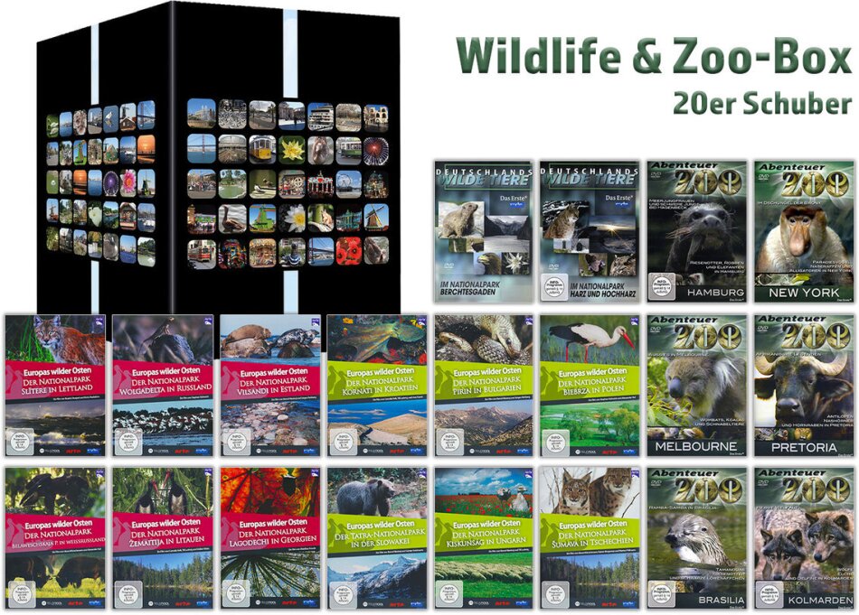 Wildlife & Zoo-Box - Europas wilder Osten / Abenteuer Zoo / Deutschlands wilde Tiere Schuber, 20 DVDs