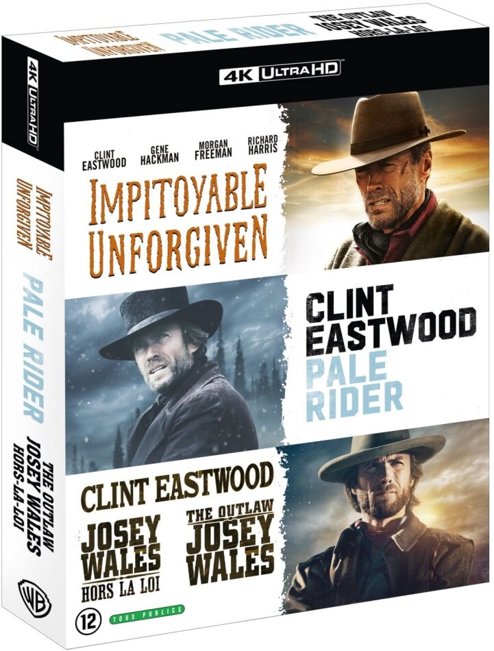 Impitoyable (1992) / Pale Rider (1985) / Josey Wales, hors-la-loi (1976) 3 4K Ultra HDs