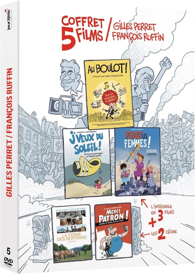 Gilles Perret / François Ruffin - Merci Patron ! (2016) / J’veux du soleil (2019) / Debout les femmes ! (2021) / La ferme des Bertrand (2023) / Au boulot ! (2024) 5 DVDs