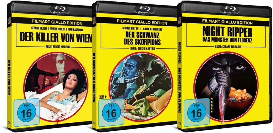 Der Killer von Wien / Der Schwanz des Skorpions / Night Ripper Bundle, Filmart Giallo Edition, Limited Edition, Uncut, 3 Blu-rays