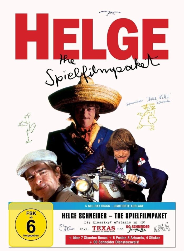 Helge Schneider - The Spielfilmpaket Capbox, Limited Edition, Neuauflage, 5 Blu-rays